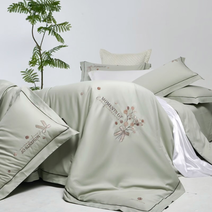 91家纺网 家纺一手货源 找家纺 梦丝语家纺秋冬婚庆送礼居家高端100支长绒棉磨毛平绣加毛巾绣四件套