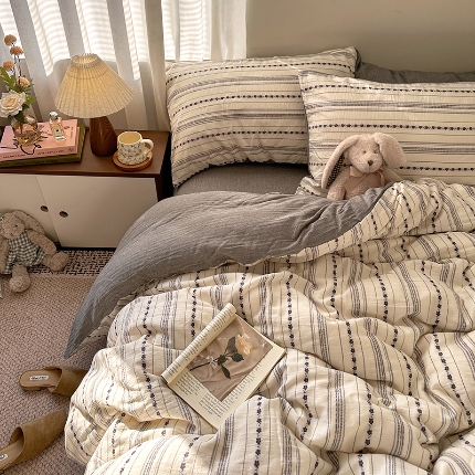 91家纺网 家纺一手货源 找家纺 （总）艾咪-Amy ntmy 2026新款全棉纯棉色织提花人字纹四件套-花织