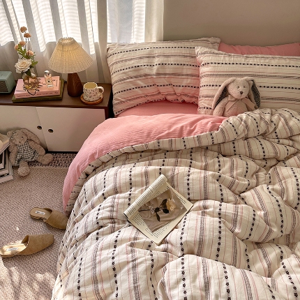 91家纺网 家纺一手货源 找家纺 （总）艾咪-Amy ntmy 2026新款全棉纯棉色织提花人字纹四件套-花织