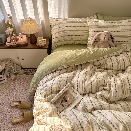 91家纺网 家纺一手货源 找家纺 （总）艾咪-Amy ntmy 2026新款全棉纯棉色织提花人字纹四件套-花织