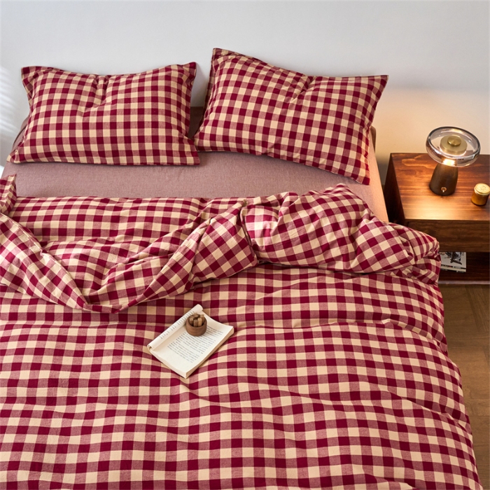 91家纺网 家纺一手货源 找家纺 （总）兰紫橙家纺 2026新款全棉A类深色复古色织方格子水洗棉-赫本雅素系列（含买家秀和质检报告）