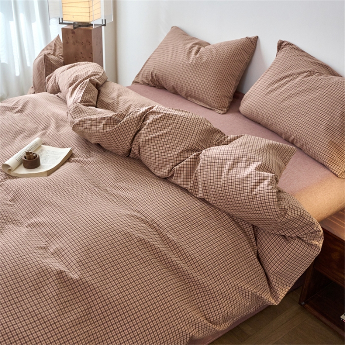 91家纺网 家纺一手货源 找家纺 （总）兰紫橙家纺 2026新款全棉A类深色复古色织方格子水洗棉-赫本雅素系列（含买家秀和质检报告）