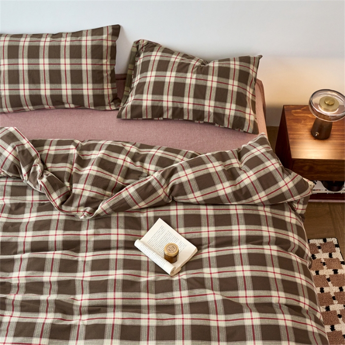 91家纺网 家纺一手货源 找家纺 （总）兰紫橙家纺 2026新款全棉A类深色复古色织方格子水洗棉-赫本雅素系列（含买家秀和质检报告）