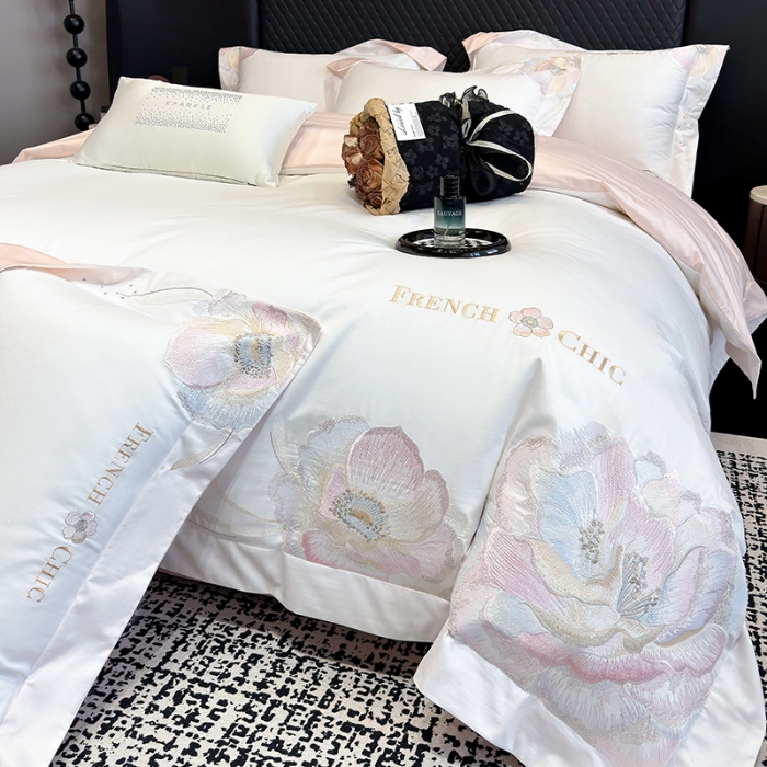 91家纺网 家纺一手货源 找家纺 （总）星蕴家纺 2026新款新疆全棉刺绣四件套-黛尔【高档礼盒包装】