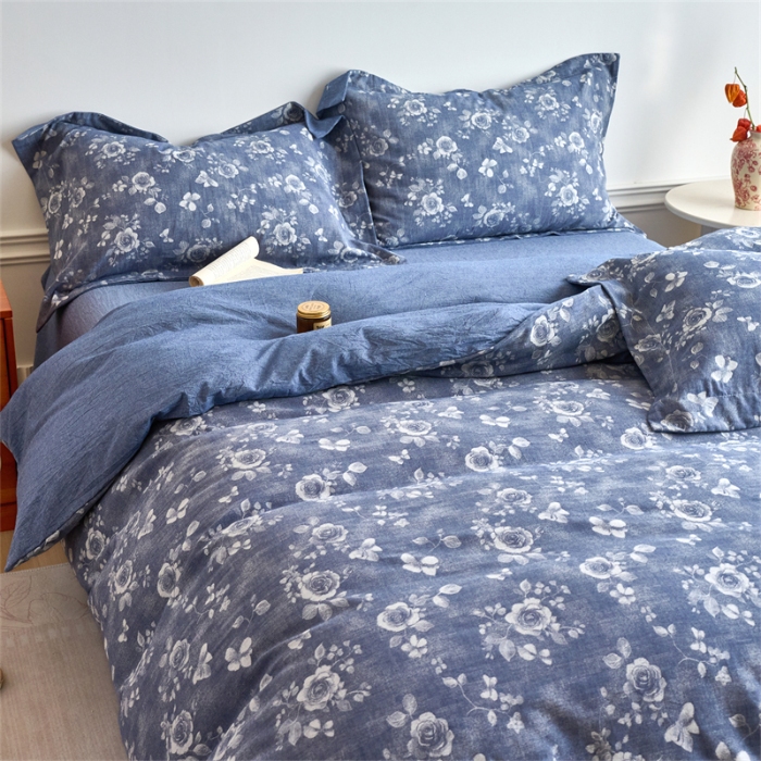 91家纺网 家纺一手货源 找家纺 （总）兰紫橙家纺 2026春夏新款A类全棉纯棉水洗棉色织提花四件套