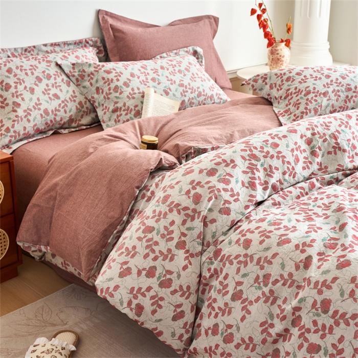 91家纺网 家纺一手货源 找家纺 （总）兰紫橙家纺 2026春夏新款A类全棉纯棉水洗棉色织提花四件套