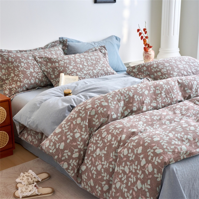 91家纺网 家纺一手货源 找家纺 （总）兰紫橙家纺 2026春夏新款A类全棉纯棉水洗棉色织提花四件套