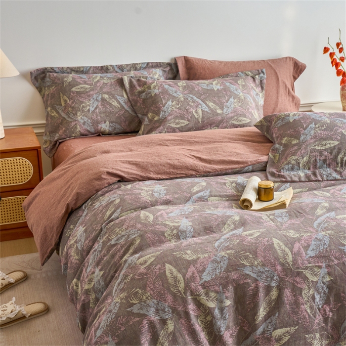 91家纺网 家纺一手货源 找家纺 （总）兰紫橙家纺 2026春夏新款A类全棉纯棉水洗棉色织提花四件套