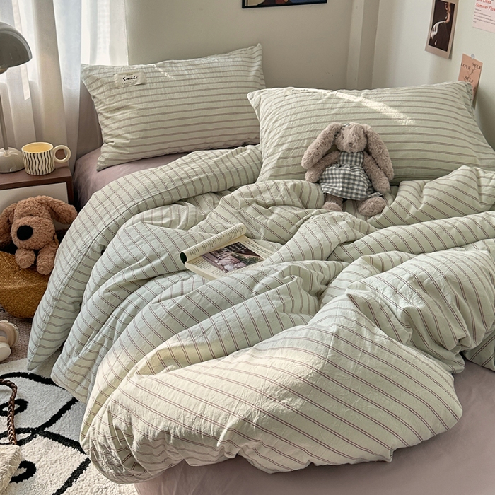 91家纺网 家纺一手货源 找家纺 （总）艾咪-Amy ntmy 2026春夏新款布标款全棉纯棉色织水洗棉四件套-告白