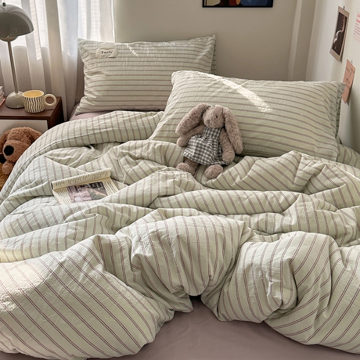 91家纺网 家纺一手货源 找家纺 （总）艾咪-Amy ntmy 2026春夏新款布标款全棉纯棉色织水洗棉四件套-告白