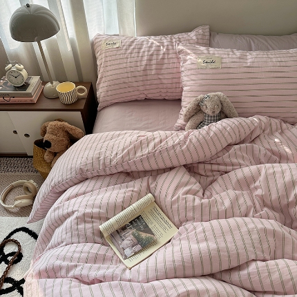 91家纺网 家纺一手货源 找家纺 （总）艾咪-Amy ntmy 2026春夏新款布标款全棉纯棉色织水洗棉四件套-告白