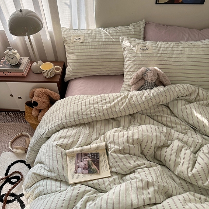 91家纺网 家纺一手货源 找家纺 （总）艾咪-Amy ntmy 2026春夏新款布标款全棉纯棉色织水洗棉四件套-告白