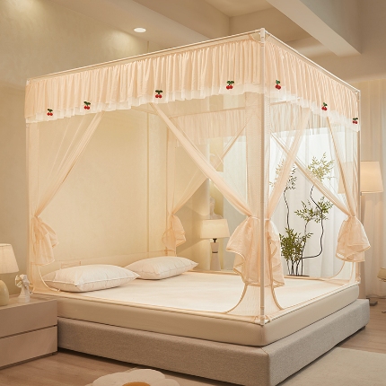 91家纺网 家纺一手货源 找家纺 （总）2026新款蚊帐高级家用卧室免安装防摔儿童花边小清新床笠底婴儿防止掉床加粗