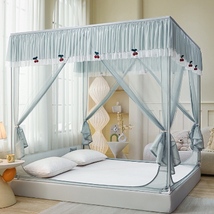 91家纺网 家纺一手货源 找家纺 （总）2026新款蚊帐高级家用卧室免安装防摔儿童花边小清新床笠底婴儿防止掉床加粗