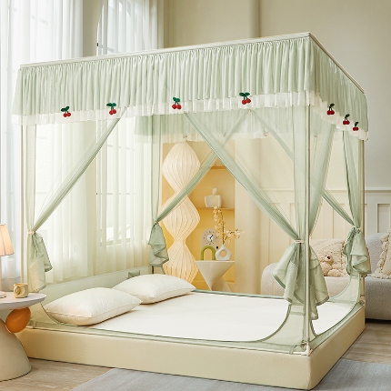 91家纺网 家纺一手货源 找家纺 （总）2026新款蚊帐高级家用卧室免安装防摔儿童花边小清新床笠底婴儿防止掉床加粗