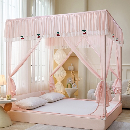 91家纺网 家纺一手货源 找家纺 （总）2026新款蚊帐高级家用卧室免安装防摔儿童花边小清新床笠底婴儿防止掉床加粗