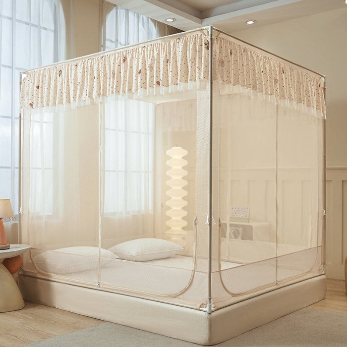 91家纺网 家纺一手货源 找家纺 （总）2026新款蚊帐高级家用卧室免安装防摔儿童花边小清新床笠底婴儿防止掉床加粗