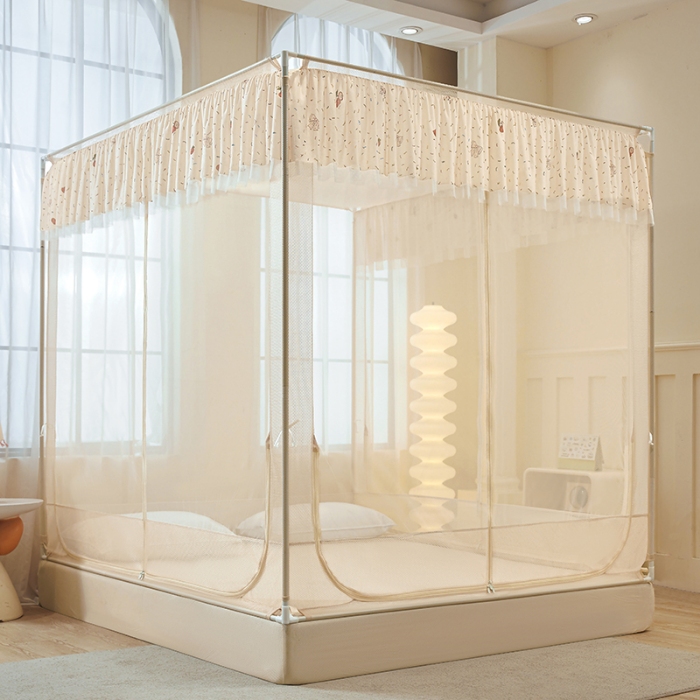 91家纺网 家纺一手货源 找家纺 （总）2026新款蚊帐高级家用卧室免安装防摔儿童花边小清新床笠底婴儿防止掉床加粗