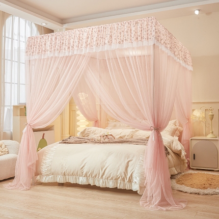 91家纺网 家纺一手货源 找家纺 （总）落地蚊帐宫廷花边款简约清新自然唯美防蚊加粗支架