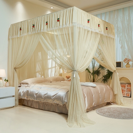 91家纺网 家纺一手货源 找家纺 （总）落地蚊帐宫廷花边款简约清新自然唯美防蚊加粗支架