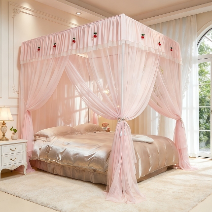 91家纺网 家纺一手货源 找家纺 （总）落地蚊帐宫廷花边款简约清新自然唯美防蚊加粗支架