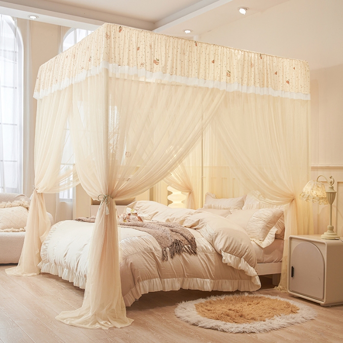 91家纺网 家纺一手货源 找家纺 （总）落地蚊帐宫廷花边款简约清新自然唯美防蚊加粗支架