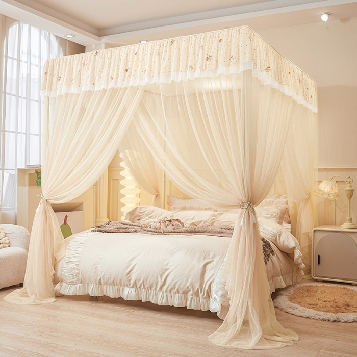 91家纺网 家纺一手货源 找家纺 （总）落地蚊帐宫廷花边款简约清新自然唯美防蚊加粗支架