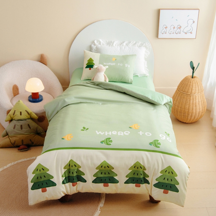 91家纺网 家纺一手货源 找家纺 绒梦里 2026新款A类全棉卡通大版数码印花幼儿园被子三件套儿童套件被套