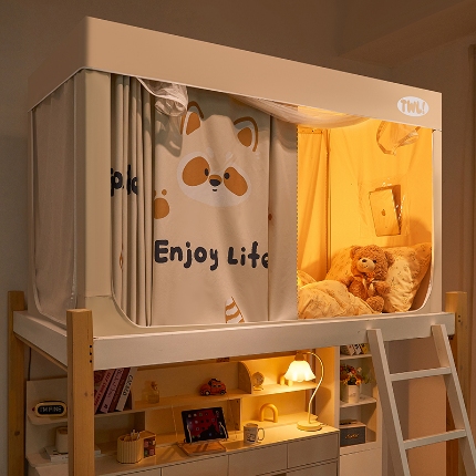 91家纺网 家纺一手货源 找家纺 （总）学生全遮光印花款宿舍上下铺通用拉链卡通清新防蚊单人床可伸缩遮光