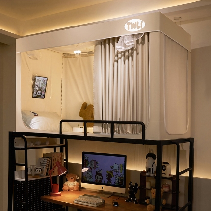 91家纺网 家纺一手货源 找家纺 （总）学生全遮光印花款宿舍上下铺通用拉链卡通清新防蚊单人床可伸缩遮光