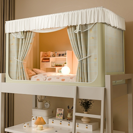 91家纺网 家纺一手货源 找家纺 （总）学生花边款宿舍上下铺通用拉链碎花清新防蚊单人床可伸缩遮光