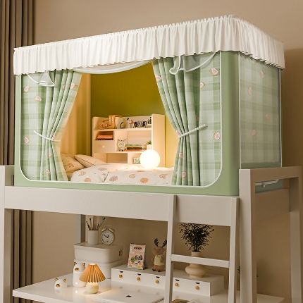 91家纺网 家纺一手货源 找家纺 （总）学生花边款宿舍上下铺通用拉链碎花清新防蚊单人床可伸缩遮光