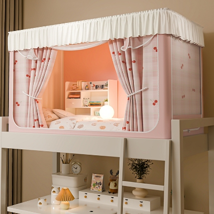 91家纺网 家纺一手货源 找家纺 （总）学生花边款宿舍上下铺通用拉链碎花清新防蚊单人床可伸缩遮光