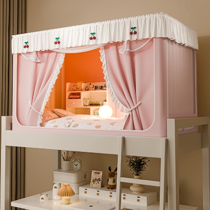 91家纺网 家纺一手货源 找家纺 （总）学生花边款宿舍上下铺通用拉链碎花清新防蚊单人床可伸缩遮光