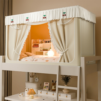 91家纺网 家纺一手货源 找家纺 （总）学生花边款宿舍上下铺通用拉链碎花清新防蚊单人床可伸缩遮光