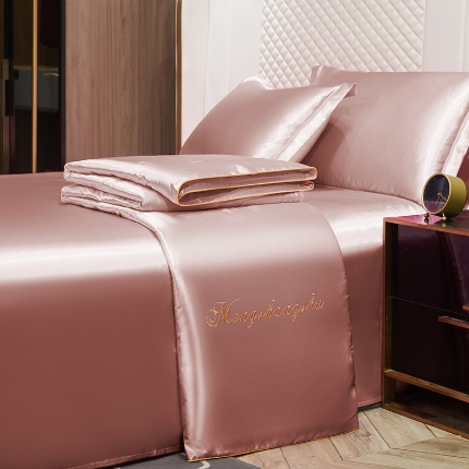 91家纺网 家纺一手货源 找家纺 总-梦尚舒2026新款水洗真丝冰丝天丝夏被四件套床单款床笠款