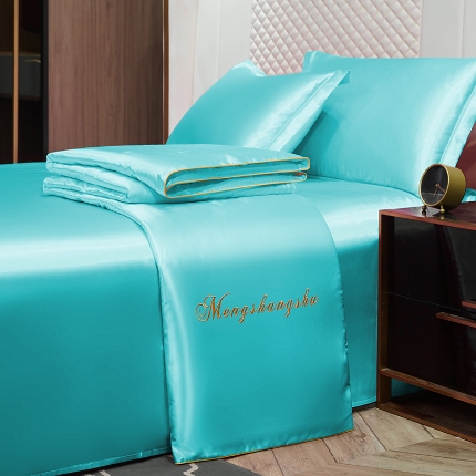 91家纺网 家纺一手货源 找家纺 总-梦尚舒2026新款水洗真丝冰丝天丝夏被四件套床单款床笠款