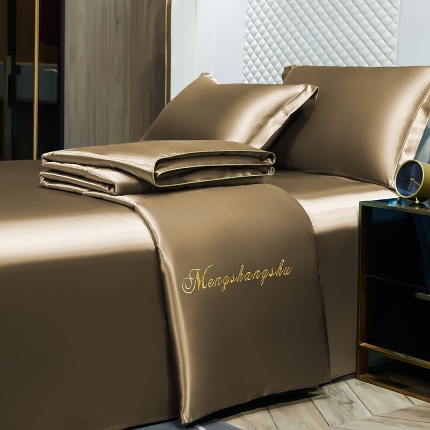 91家纺网 家纺一手货源 找家纺 总-梦尚舒2026新款水洗真丝冰丝天丝夏被四件套床单款床笠款