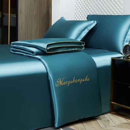 91家纺网 家纺一手货源 找家纺 总-梦尚舒2026新款水洗真丝冰丝天丝夏被四件套床单款床笠款