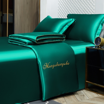 91家纺网 家纺一手货源 找家纺 总-梦尚舒2026新款水洗真丝冰丝天丝夏被四件套床单款床笠款,翡翠绿,爵士灰,玛瑙红,天之蓝,香槟金,樱花粉,月光蓝,珍珠白,紫罗兰,淡雅玉
