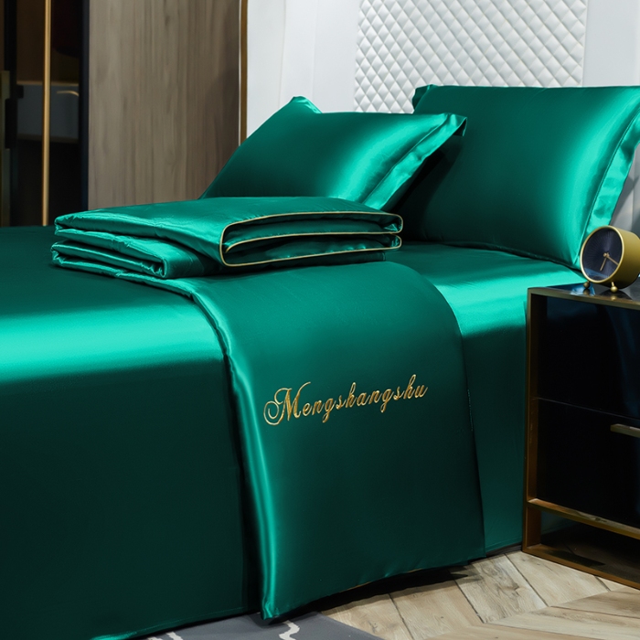 91家纺网 家纺一手货源 找家纺 总-梦尚舒2026新款水洗真丝冰丝天丝夏被四件套床单款床笠款