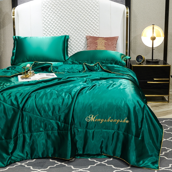 91家纺网 家纺一手货源 找家纺 总-梦尚舒2026新款水洗真丝冰丝天丝夏被四件套床单款床笠款