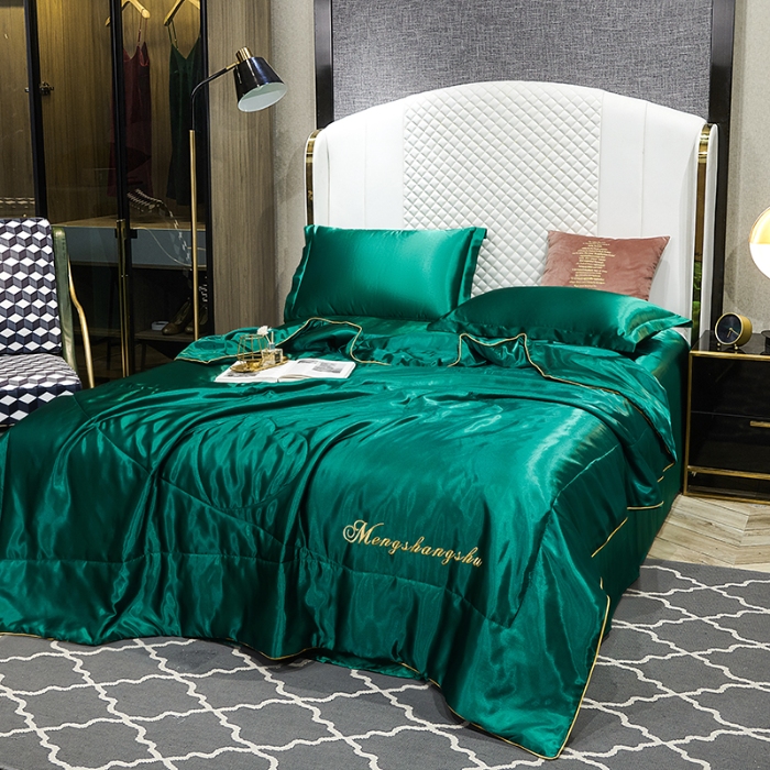 91家纺网 家纺一手货源 找家纺 总-梦尚舒2026新款水洗真丝冰丝天丝夏被四件套床单款床笠款