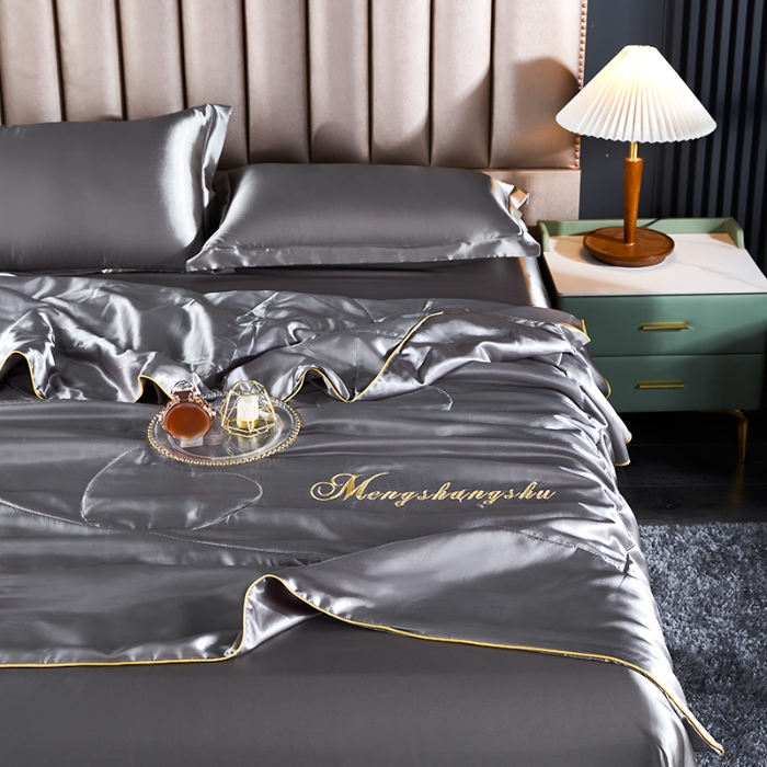 91家纺网 家纺一手货源 找家纺 （总）梦尚舒2026年新款水洗天丝夏被四件套真丝冰丝夏凉被