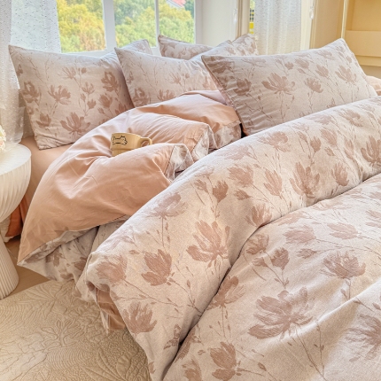 91家纺网 家纺一手货源 找家纺 （总）苏东来家纺 2026新款A类60支全棉长绒棉纯棉色织提花四件套水洗全棉纯棉厚织提花肌理棉麻被套四件套