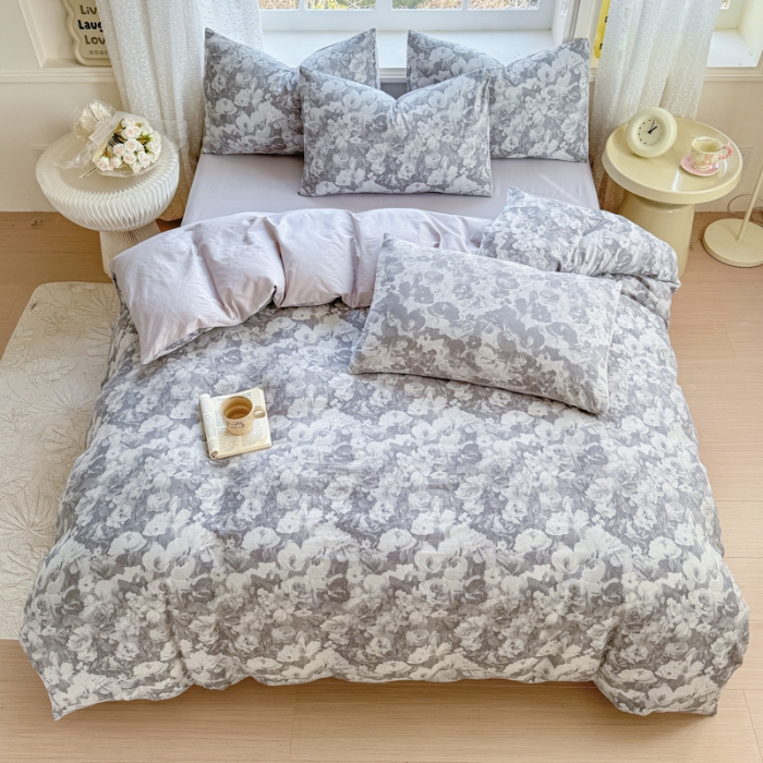 91家纺网 家纺一手货源 找家纺 （总）苏东来家纺 2026新款A类60支全棉长绒棉纯棉色织提花四件套水洗全棉纯棉厚织提花肌理棉麻被套四件套