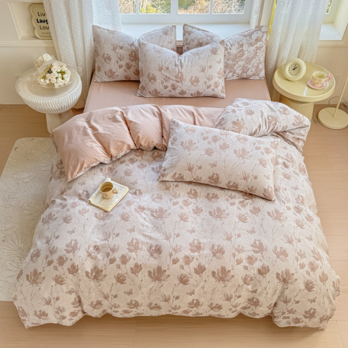 91家纺网 家纺一手货源 找家纺 （总）苏东来家纺 2026新款A类60支全棉长绒棉纯棉色织提花四件套水洗全棉纯棉厚织提花肌理棉麻被套四件套