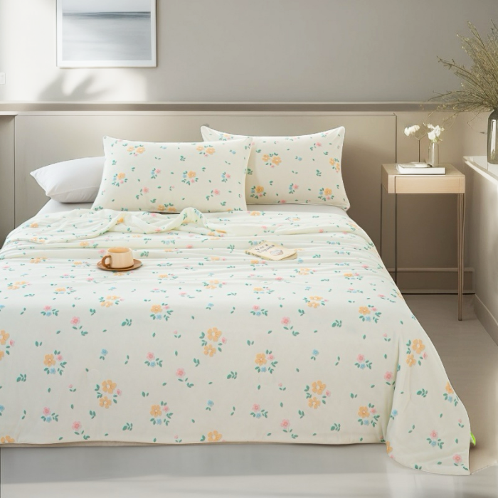 91家纺网 家纺一手货源 找家纺 2026新款3D数码印花有氨凉感丝夏被冰丝夏凉被空调被填充大豆纤维夏被 楚楚花颜