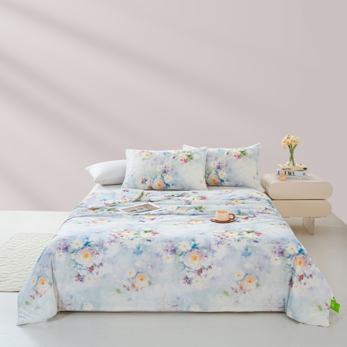 91家纺网 家纺一手货源 找家纺 2026新款3D数码印花有氨凉感丝夏被冰丝夏凉被空调被填充大豆纤维夏被 花城秘境