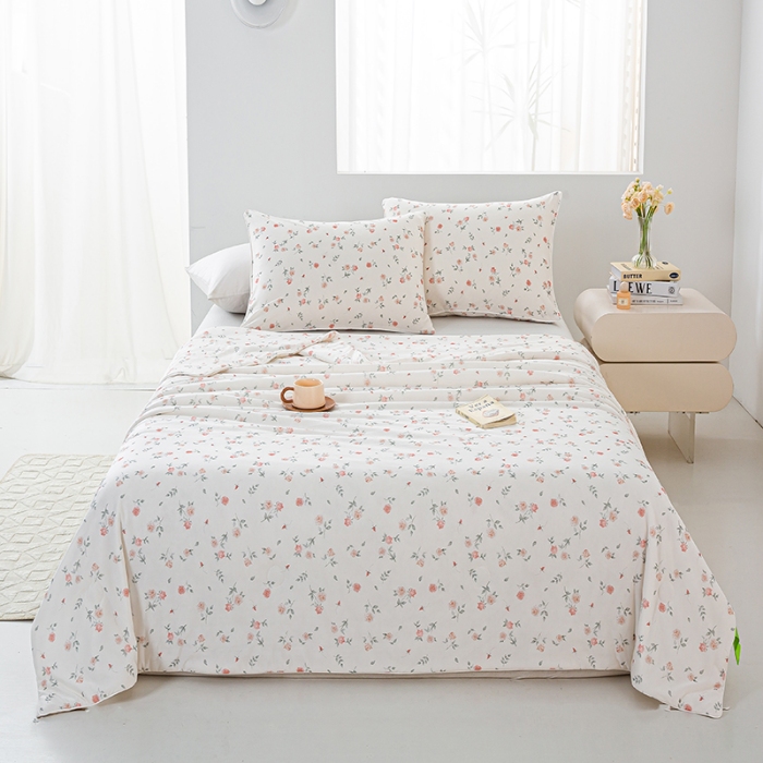 91家纺网 家纺一手货源 找家纺 2026新款3D数码印花有氨凉感丝夏被冰丝夏凉被空调被填充大豆纤维夏被 花香漫语